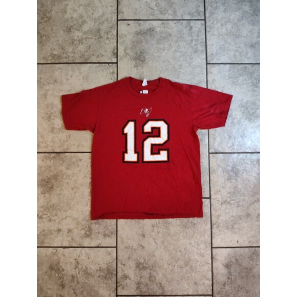 Tampa Bay Buccaneers Shirt Men's Large Red #12 Tom Brady NFL Team Apparel Adult - Picture 13 of 13
